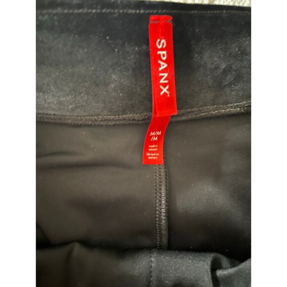 Spanx Black Velvet Split Hem Wide Leg Pant Pull On Women’s L Shaping Slimming - Picture 4 of 10